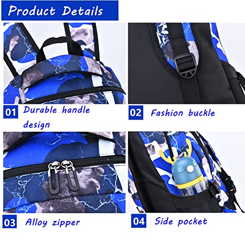 Image of Ladyzone Camo School Backpack Lunch Box Set Lightweight Schoolbag Travel Camp Outdoor Daypack