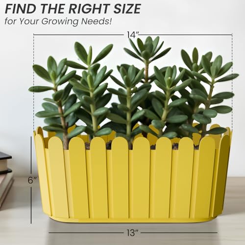 Image of YUCCABE ITALIA SHERA Fence-TRA 14 INCH Plastic Flower Pot Suitable for Inddor Outdoor Kitchen Garden
