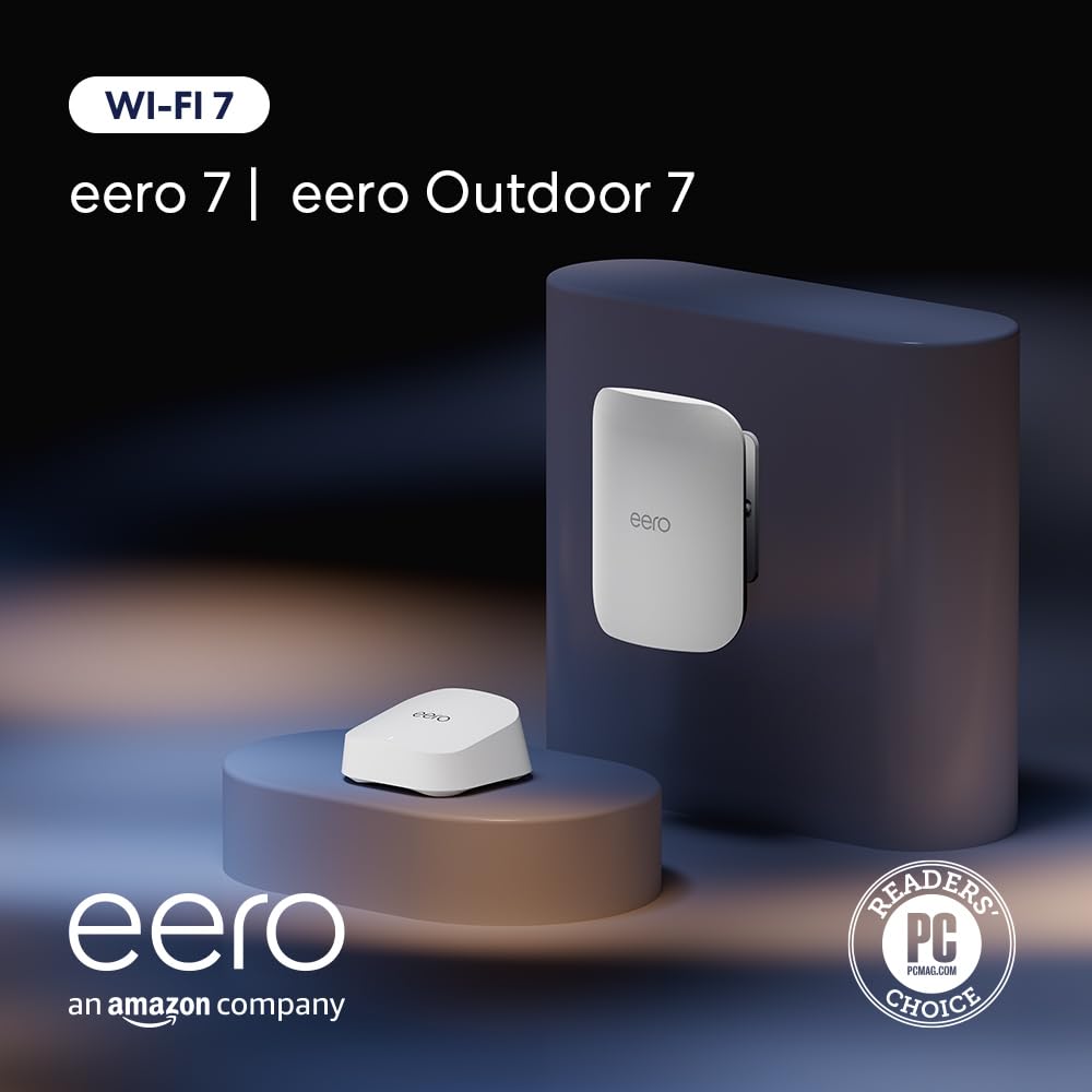 Amazon eero 7 (3-pack) with Amazon eero Outdoor 7 (1-pack) mesh wifi system Amazon eero 7 (3-pack) with Amazon eero Outdoor 7 (1-pack) mesh wifi system