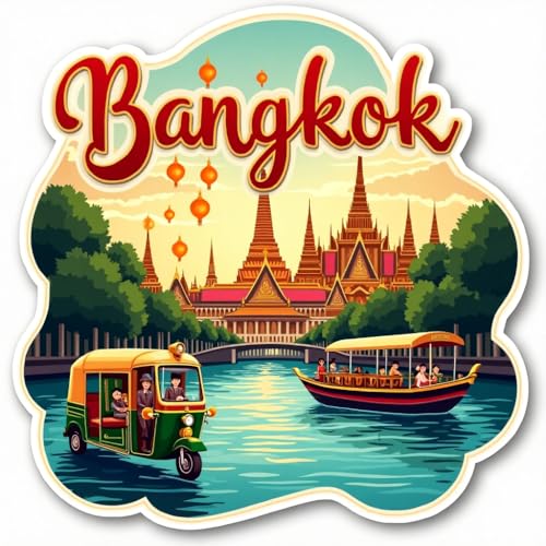Image of Naxon Bangkok Theme Souvenir Wooden Refrigerator Stylish Fridge Magnet - Fridge Decoration Magnet for Kitchen & Home Decor | Perfect Souvenir Gift | Size 3x3 Inches | Pack of 1