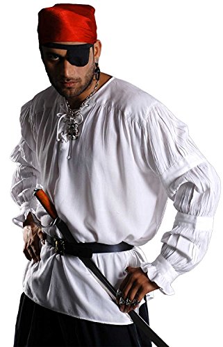 Medieval Poet's Pirate Redbeard Shirt Costume [White] (Small/Medium)