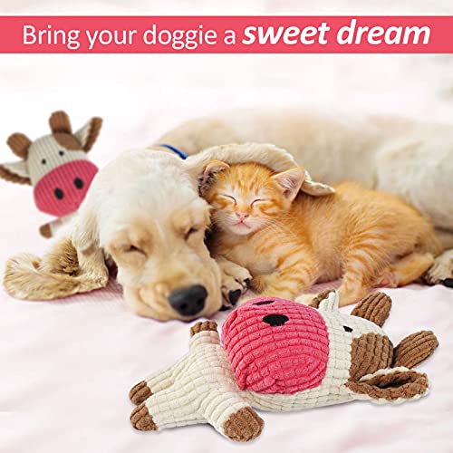 T'chaque Dog Plush Toys With Squeaker Soft Cotton Puppies Stuffed Chew Toy Durable Animal Dogs Doll For Small Medium Pets, Puppy Squeaky Toys For Fetch Training And Tug-Of-War Games, Cows #TOP5