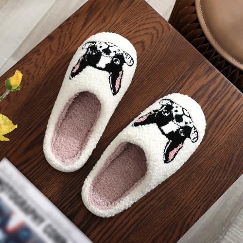 House Slippers for Women, Animal Fruit Slipper with Cat Highland Cow Dog Strawberry Flower Heart, Adult House Shoes with Checker Rainbow Evil Eyes, Winter Fuzzy Bedroom Slides, Soft Cute Cozy3