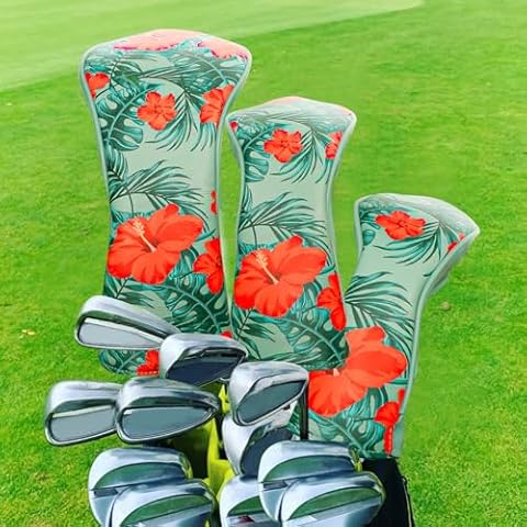 Premium Leather Golf Club Head Covers Set Cover