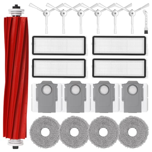 Kit d'accessoires pour Roborock Qrevo S / QRevo Pro / QRevo MaxV / Qrevo Plus robot Pièces de rechange 1 brosse rouleau principale, 4 filtres HEPA, 4 serpillères, 6 brosses latérales