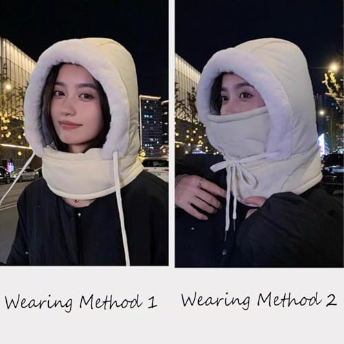 Plush-Lined Thickened Thermal Hat with Face Mask for Men and Women, Matorioo Windproof Ski Cold Winter Scarf Warm3