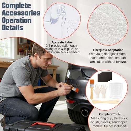 Miniatura 3 de Allony Kit Fibra De Vidrio Y Resina, Kit Reparación Fibra De Vidrio