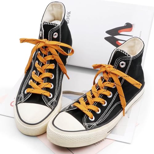 Image of Flat Shoelaces Multicolor Twill Point Thick Shoe Lace Shoestring 2 Pair
