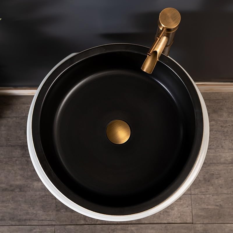 Modern Kitchen Sink Home Bathroom Pedestal Sink, Ceramic Pedestal Floor-Standing Sink Drop in Kitchen Sink