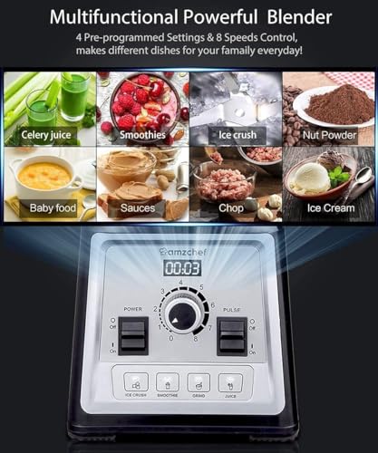 AMZCHEF Standmixer mit 2000 Watt und 2L Behälter