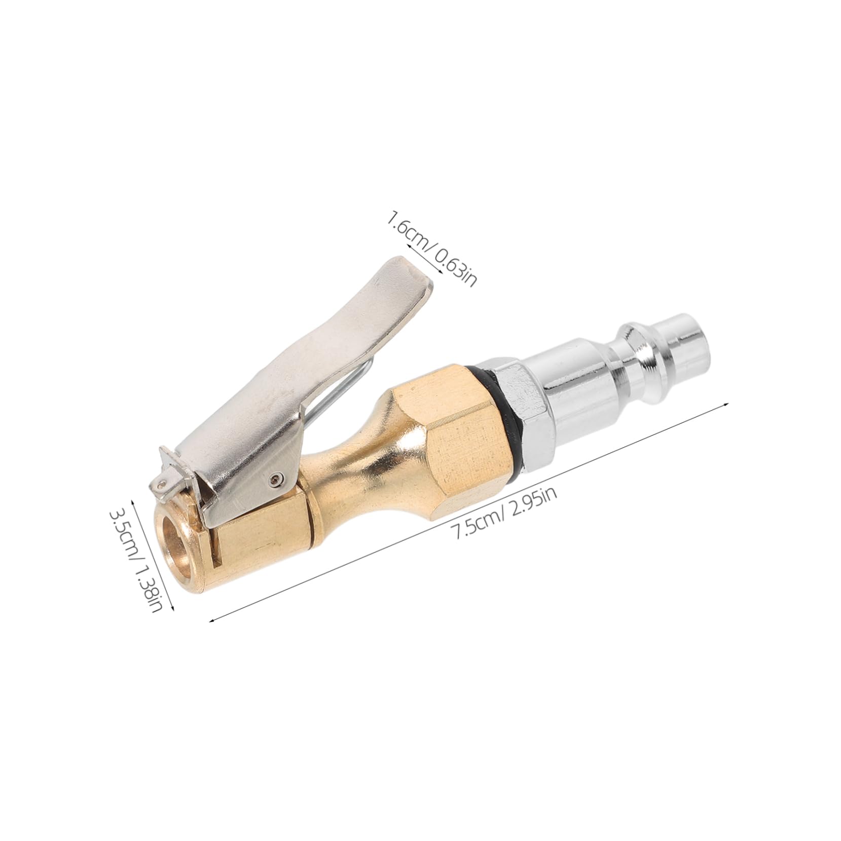 SOLUSTRE Heavy Duty Brass Air Chuck Adapter with Locking Clip for Tire Inflation American Threaded Air Nozzle for Pressure Gauges and Compressors for Car and Road