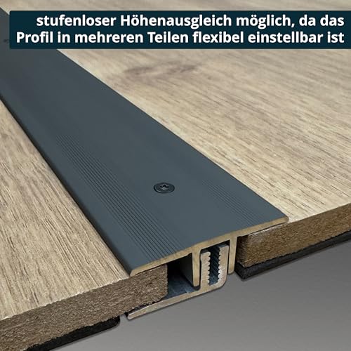 ufitec Profilsystem für Parkett- und Laminatböden - für Belagshöhen von 7-16 mm - viele Farben lieferbar (Übergangsprofil 33 mm Breit, Bronze Dunkel, 100 cm länge)