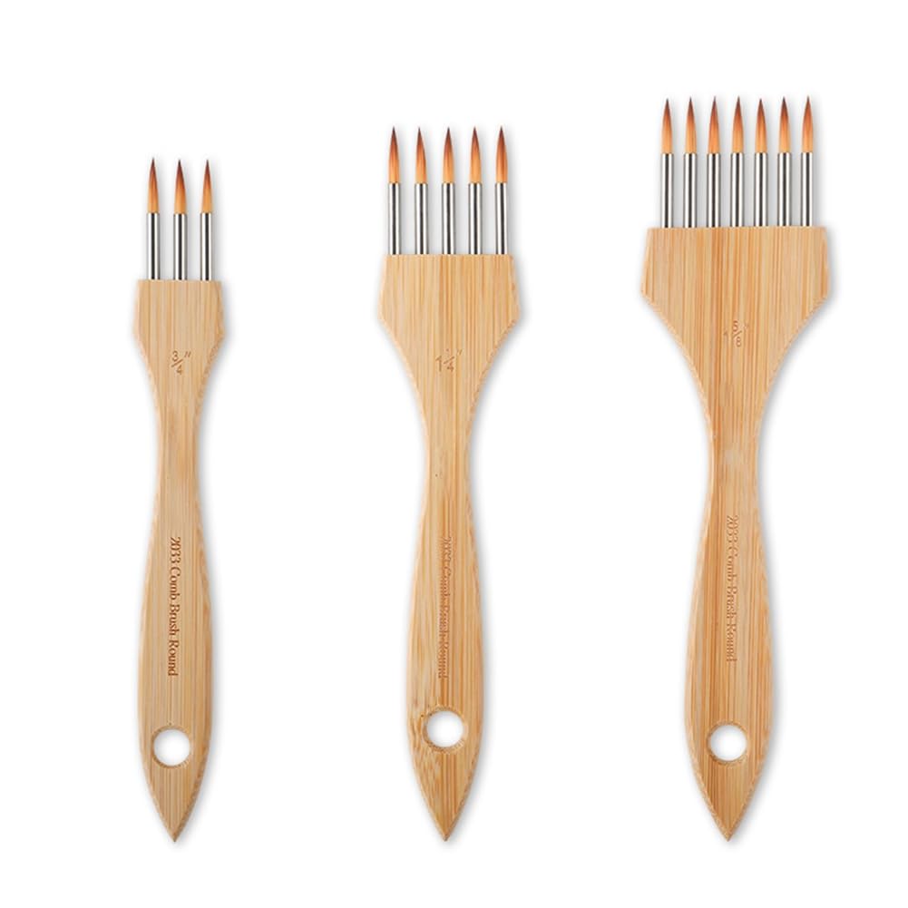 Jnchdghwa 3pcs Synthetic Brushes for Painting Wide Mop Brushs Set Surikomi Brush for Watercolor Paintbrush for Artist