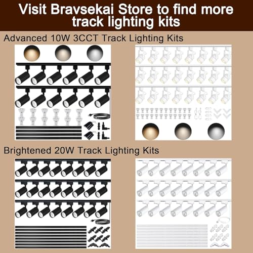 Image of White Aluminum Alloy Shell H Type Track Lighting Rails, 4PCS H Track Lighting Rails Kit 120V Single Circuit 3-Wire 6.5 FT (3.28FT*2) with Extra I Connector Wall Anchors for H Track Lighting Heads