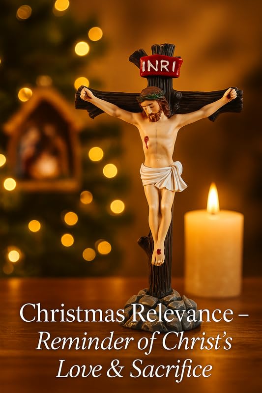 Image of UNIq INRI Jesus Statue Crucifix | Christmas Prayer & Xmas Dcor Showpiece | Spiritual God Idol for Car Dashboard, Home Church & Office Desk | Vastu Positive Energy Gift Item