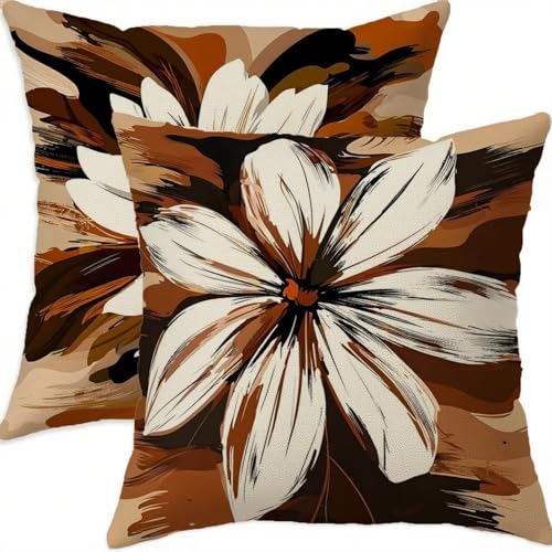 Housse Coussin 65x65cm blanc en lin double face imperméable pour canapé
