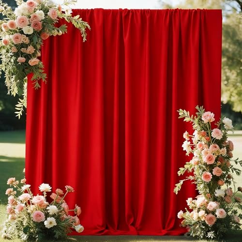 CIPAZEE Red Backdrop Curtains for Parties Red Photo Backdrop Curtain Wrinkle-Resistan Drapes Panels for Party Birthday Wedding Halloween Decoration Photography 5x7FT 2 Panels