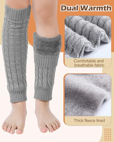 Chuarry 6 Pairs Winter Fleece Lined Leg Warmers for Women Thick Knit Warm Knee High Boot Leg Warmers for Cold Weather3