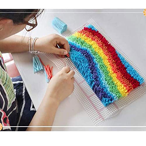 Image of Santa Claus Latch Hook Pillow Kits for Adults Beginners Pre-Printed Cushion | Home Sofa Cushion Cover Preprinted Canvas Crochet Yarn Kits Needlework Crafts Festival Gift 17X17 Inch