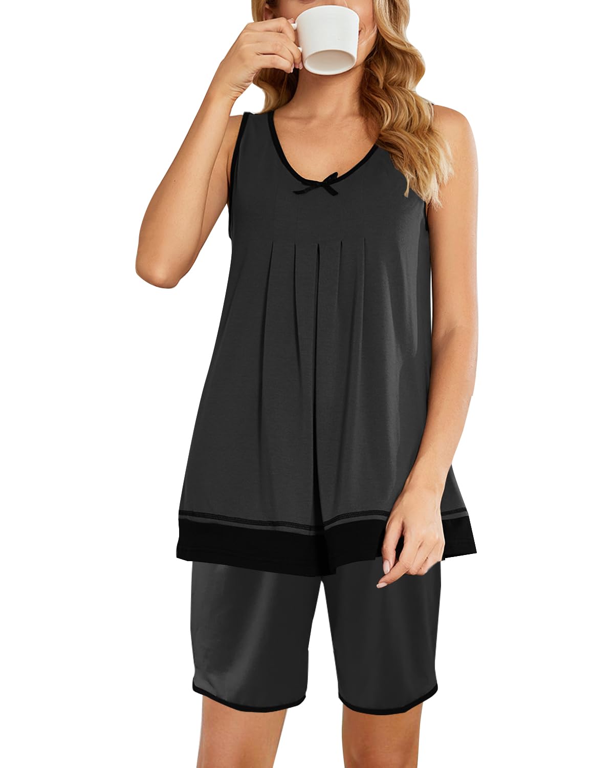 Rayson Pijama Verano Mujer Dos Piezas Sin Mangas Camisolas Conjuntos Dos Piezas Verano Mujer Corto de Dos Piezas