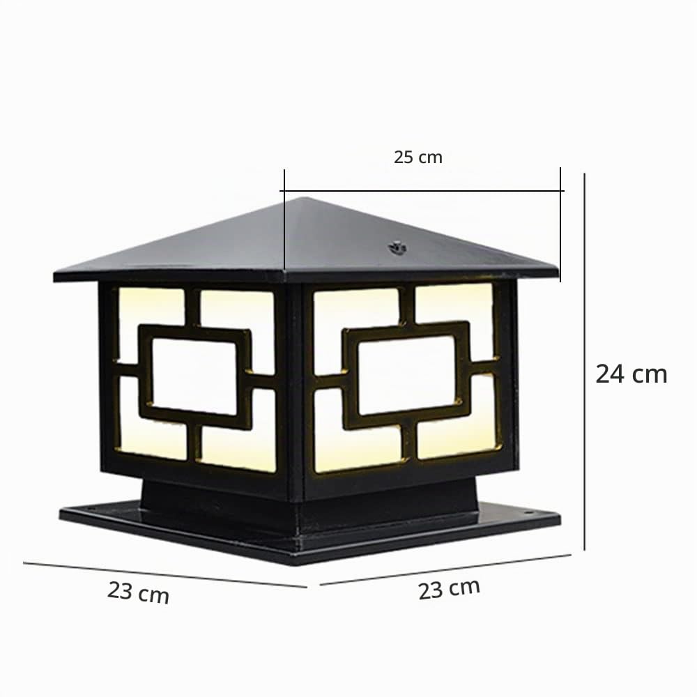 Mengjay Trade Lámpara de Sobremuro Exterior en Aluminio - Pedestal Moderno de Jardín Impermeable Cuadrado E27 para Patio, Terraza y Caminos, Negro