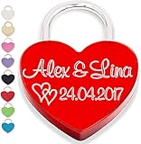 Lieferung mit 1 Schlüssel Liebesschloss Herzschloss mit persönlicher Gravur und Schlüssel Geschenk Jahrestag Valentistag rot