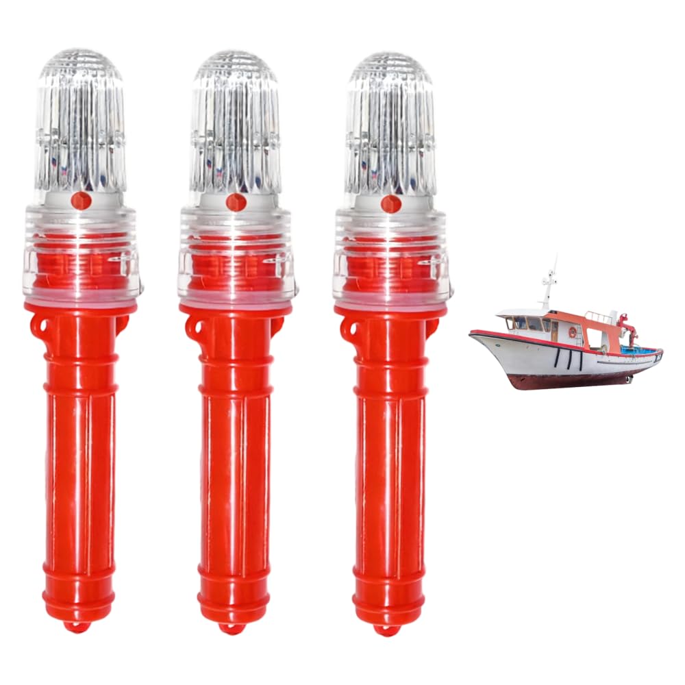 Lot de 3 Feux de Détresse pour Bateaux, Lampe d'urgence LED avec Haute Étanchéité pour Bateaux, Fusée d'urgence Marines Étanche, Luminaire de Sauveteur d'avertissement pour la Navigation en Extérieur