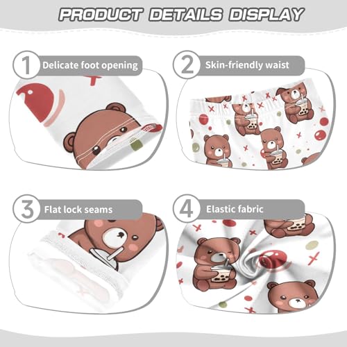 ALAZA Girls' Leggings Children's Yoga Pants Skinny Printed Dance Little Bear Comfortable 4T2