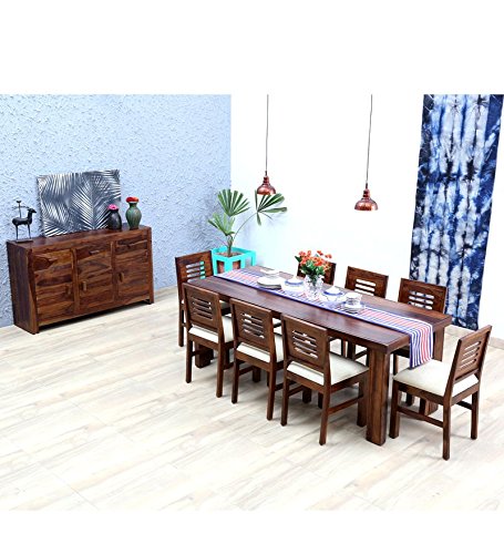Image of Mamta Decoration Sheesham Wood Dining Table Set with 8 Chairs | Home and Living Room | Provincial Teak Finish