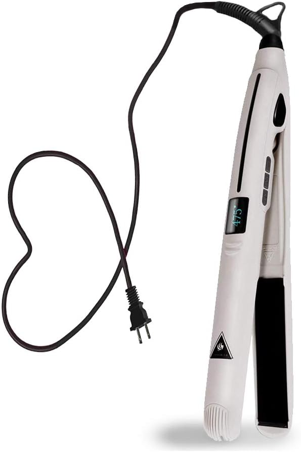 Silky Hair One Pass Flat Iron 475°F Hair Straightener | Vibrating/Ceramic + Titanium Tourmaline Fusion Floating Plates Straighten Curly,Coarse,Damaged & Thin Hair | Dual Voltage & Auto Shut Off