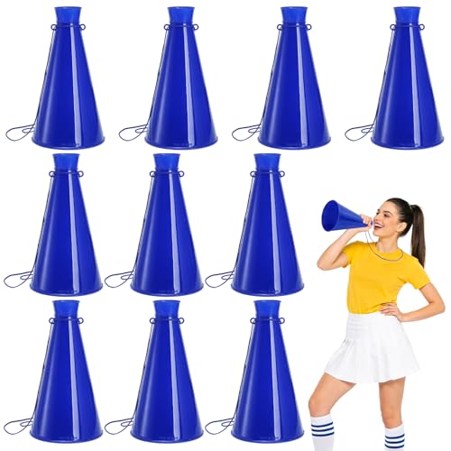 Jowgut 10 Pieces Cheer Megaphone Plastic Megaphone Cheering Horn Trumpet Shouting Cone Noisemaker for Adults Cheerleader Celebrations Party Accessories Sports Match Game