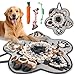 JOYBOY Schnüffelteppich Hund, Schnüffelmatte Hunde für Waschbare, Trainingsmatte Spielteppich Hunde für Alle Hunderassen (60x60cm, mit 3 Hundespielzeug)