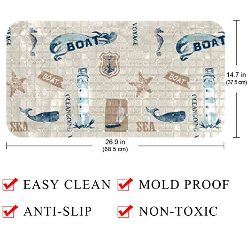 Tapis de bain 37,3 x 68,3 cm Bennigiry tapis douche lavable machine - 5