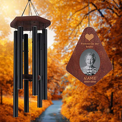 Image of ASTARIN Personalized Memorial Wind Chimes Outdoor, Customize Wind Chimes for Housewarming /Bereavement /Retirement Gift, in Memory Personalized Wind Chime, Remembrance Wind Chime