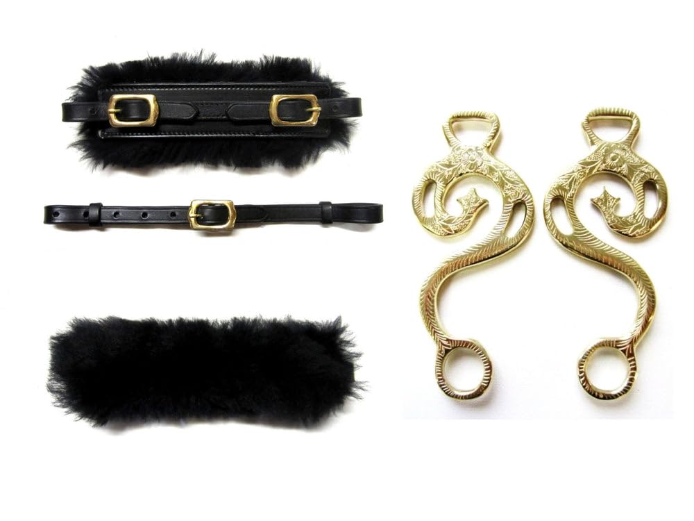 Set Hackamore Barock Gold - messingfarben - verziert - Echt Schaffell Farbe Braun mit goldenem Beschlag