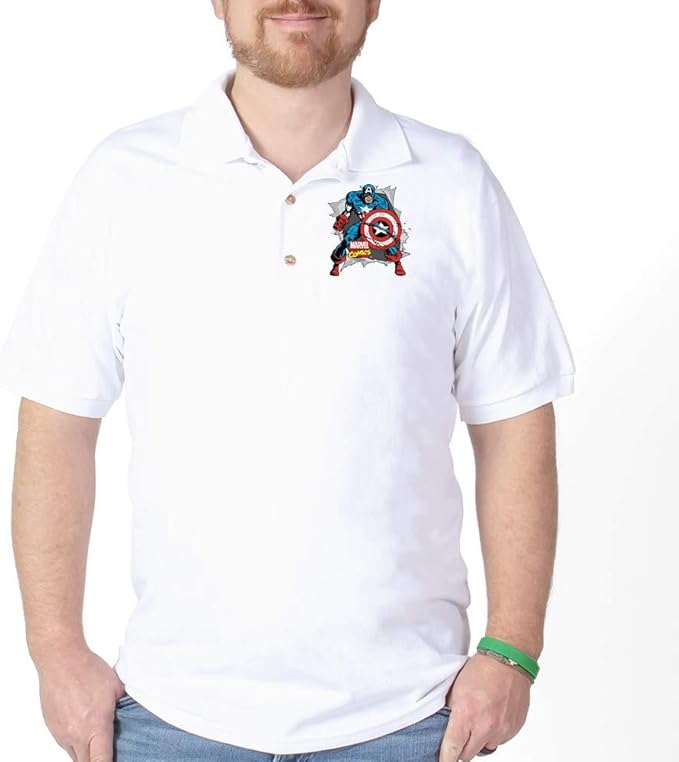 Amazon.com: CafePress Captain America Ripped Golf Shirt Golf Polo : Clothing, Shoes & Jewelry