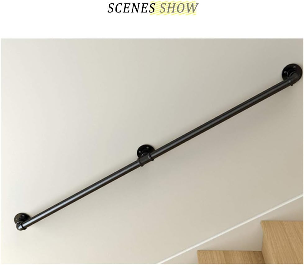 DASHADAO Stair Handrails for Wall Staircase Handrails/Bannister Rail | Wall Mounted Black Rustic Vintage Pipe Decking Railings Complete Kit | for Villas/Loft/Entryways/Bar