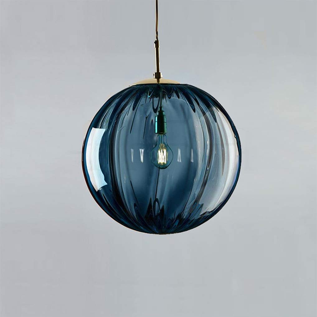 LANMOU Szklana lampa wisząca w stylu vintage, 1-punktowa lampa wisząca ze szklaną kulą, abażur z regulacją wysokości, kula, do salonu, żyrandol, Ø 20 cm, okrągła lampa wisząca, długość kabla 120 cm