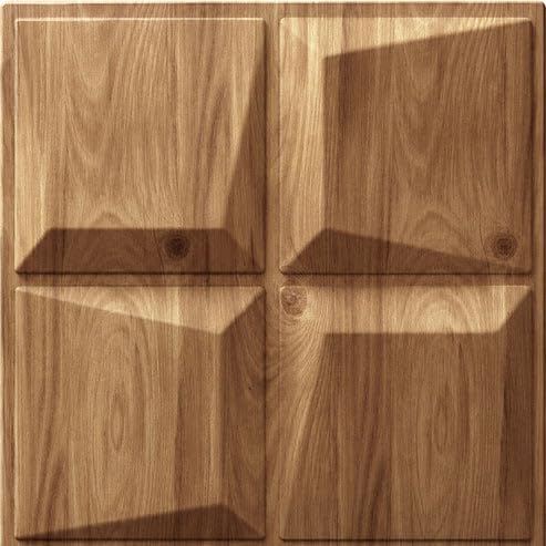 Image of Kayra Decor 3D PVC Wall Panels for Bedroom & Living Room | Cube Design | Beech Wood Color | 19.7 x 19.7 Inch | Pack of 40 | 107.6 Sq Ft