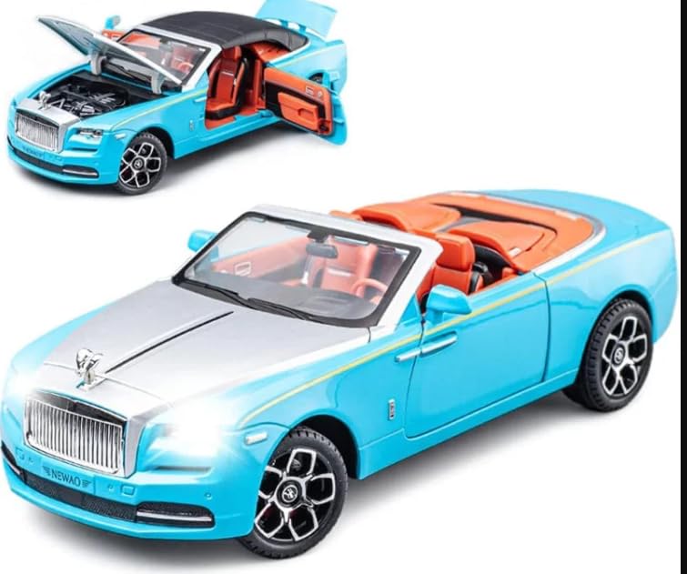 Image of Rolls Royce Dawnn 1:24 Model Car with Box, Zinc Alloy Pull Back Toy car with Sound and Light for Kids Boy Girl Gift [Colors as Per Stock] (Rolls Royce Dawnn 1:24)