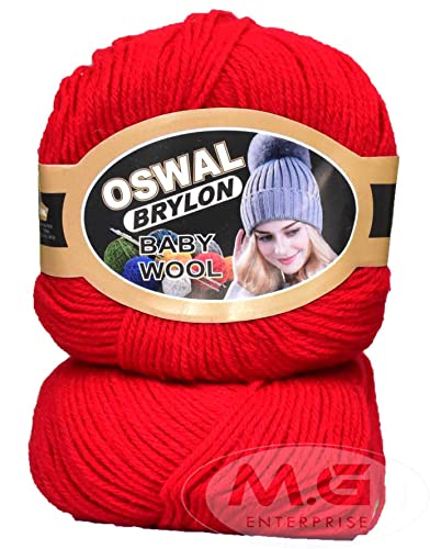 Image of OSWAL 100% Acrylic Wool Candy Red 8 GMS Wool 4 ply Wool Ball Hand Knitting Wool /Art Craft Soft Fingering Crochet Hook Yarn- Art-AEBF