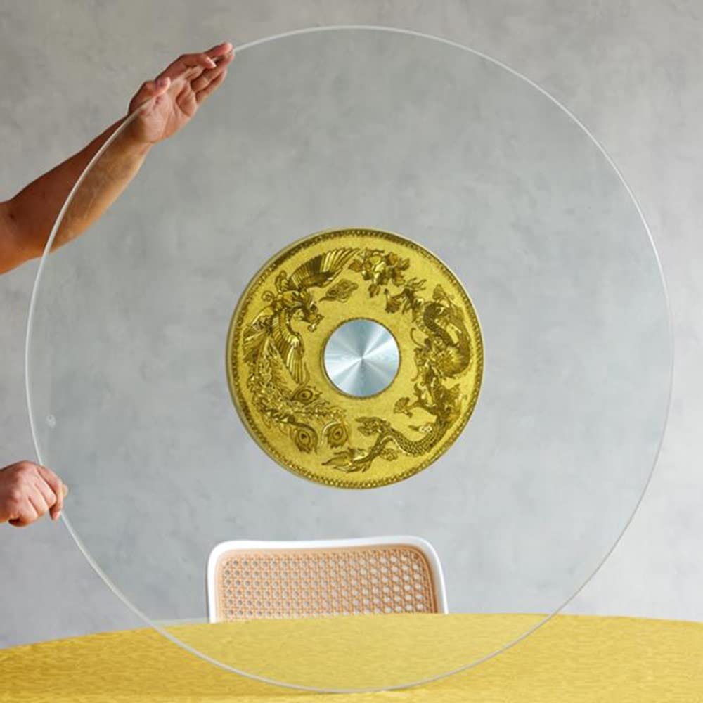 FREAZE Vassoio Rotante in Vetro Dell'hotel Trasparente Lazy Susan Rotondo Tavolo Service Tray 50cm-100cm, Piatto Girevole Centrotavola da Tavolo, (Liscio/Resistente) (Size : 70cm/28in)
