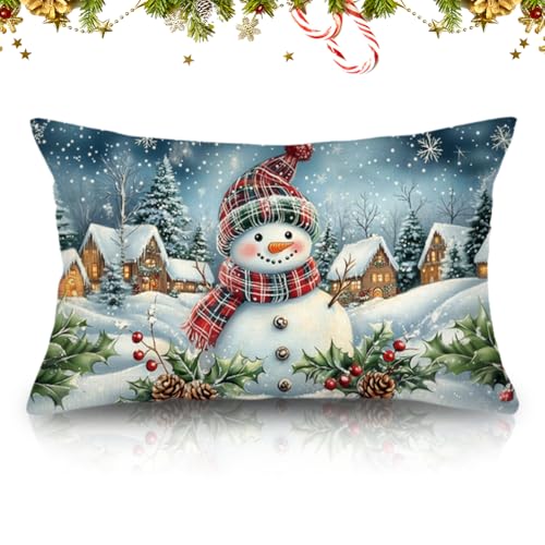 ZJILIXIA Kissenbezüge Weihnachten 30x50cm,Weihnachtskissenbezug...