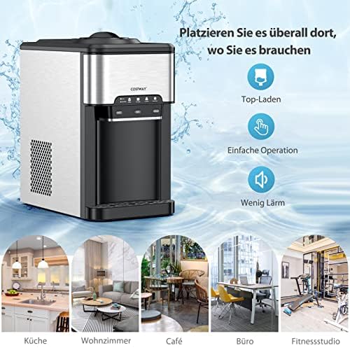 FANTASK Macchina per cubetti di ghiaccio 3 in 1 con acqua calda e fredda, cubetti di ghiaccio in 10 minuti
