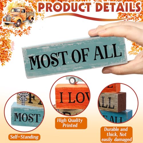 Image of 4 Pcs Thanksgiving Decoration for Home Fall Truck Decor Fall Tiered Tray Decor Rustic Wooden Truck Block Sign Gift Thanksgiving Centerpiece Autumn Table Decorations for Harvest Party Kitchen Home