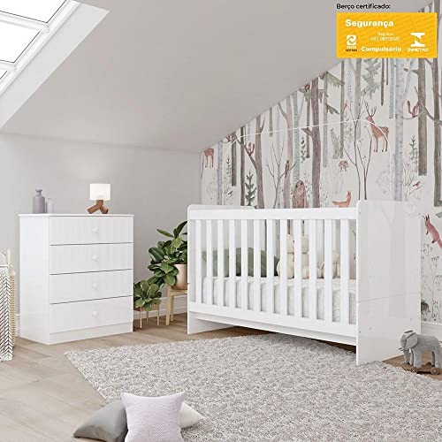 Quarto de Bebê Berço Mini Cama com Cômoda Sonho Encantado Espresso Móveis