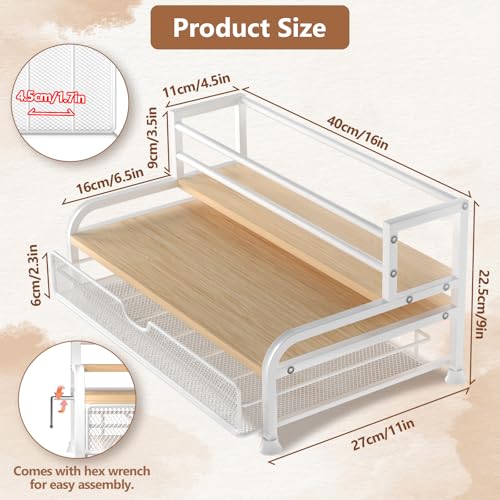 image for PONEYA Coffee Syrup Rack Organizer, 3-Tier 8 Bottles Syrup Rack with 3