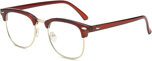 Miniatura 7 de Gafas de lente transparente de medio marco sin montura clásica vintage de moda