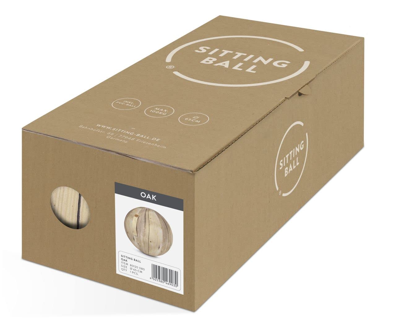 Sitting Ball Sitzball/Gymnastikball Oak mit Soft-Feeling Digitaldruck-Bezug in Holzoptik