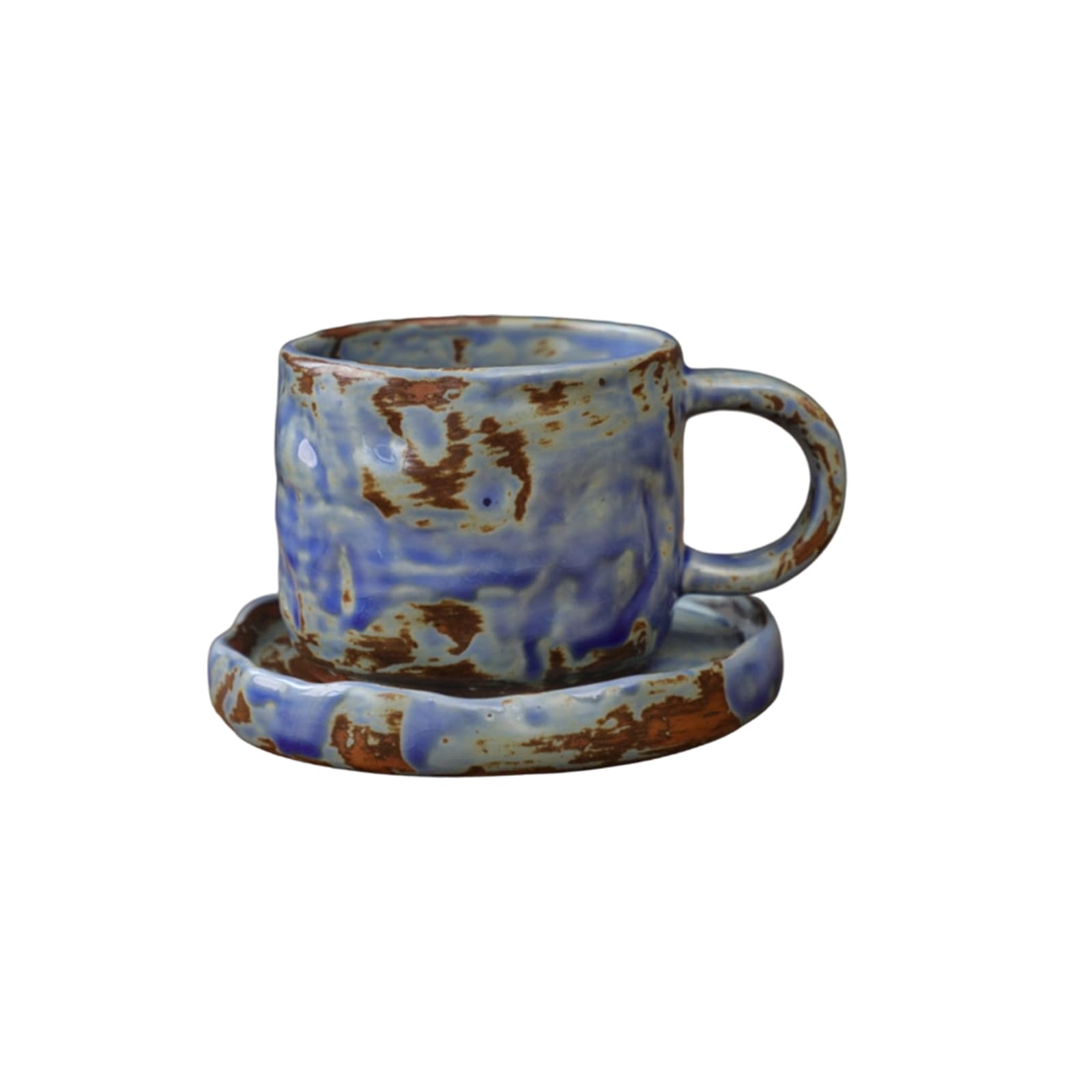 Maxtonser Heat Preserving Ceramic Mug Japanese Aesthetic Comfortable Grip Drinking Cup and Saucer Set For Hot Beverages